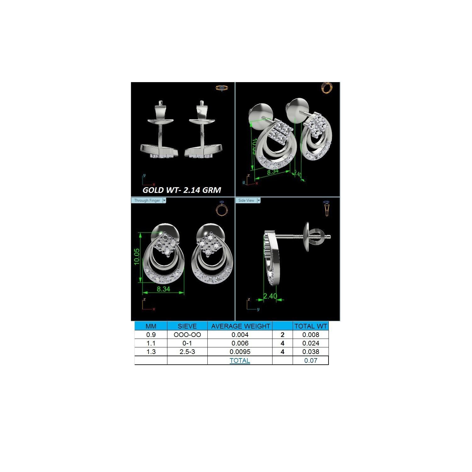 Women Earrings STL JCD OBJ FBX Renders Details 3D print model_6