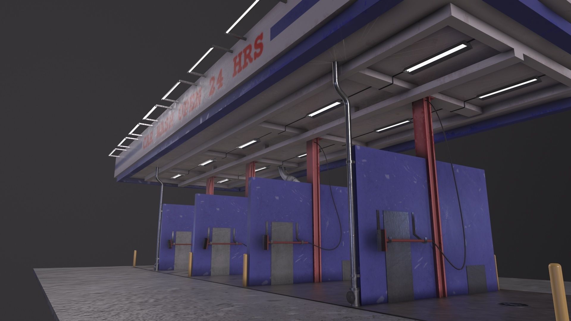 Car Wash 3D Model Low-poly 3D model_2