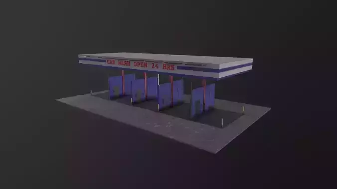 Car Wash 3D Model Low-poly 3D model
