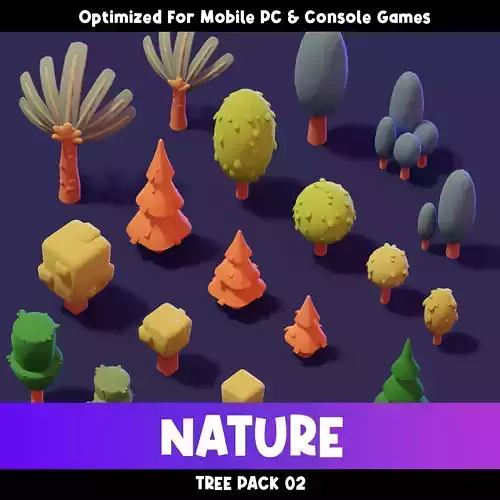 Nature - Tree Pack 02 Stylized 3D Game Assets Low-poly 3D model