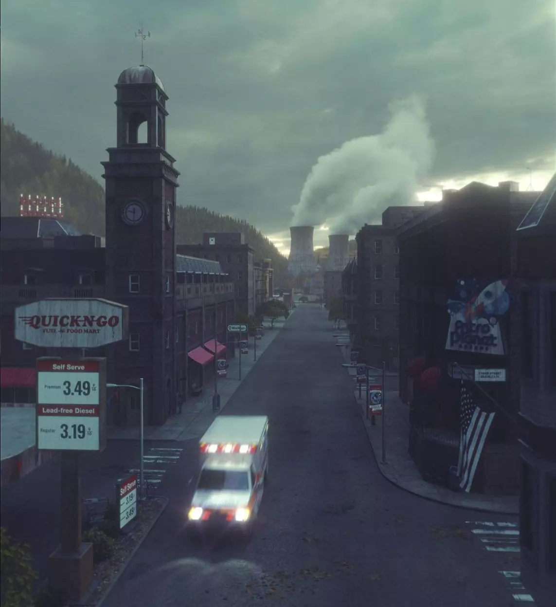 Shop 3d model city with ambulance street 3D model
