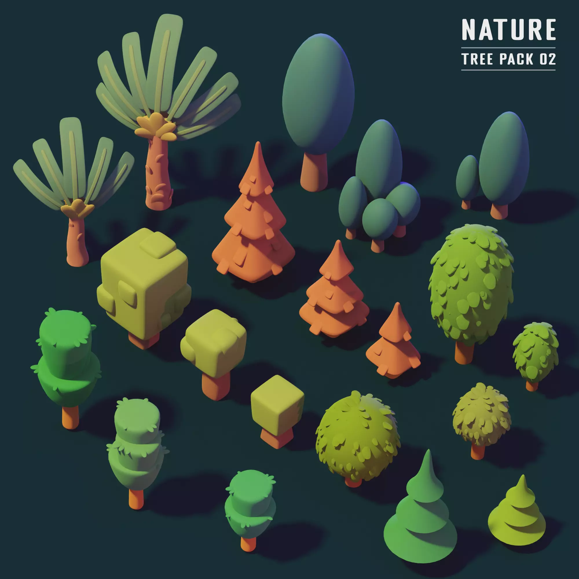 Nature - Tree Pack 02 Stylized 3D 3D model_0