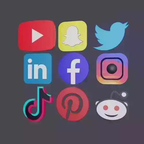 3d icons made from SVG Free 3D model