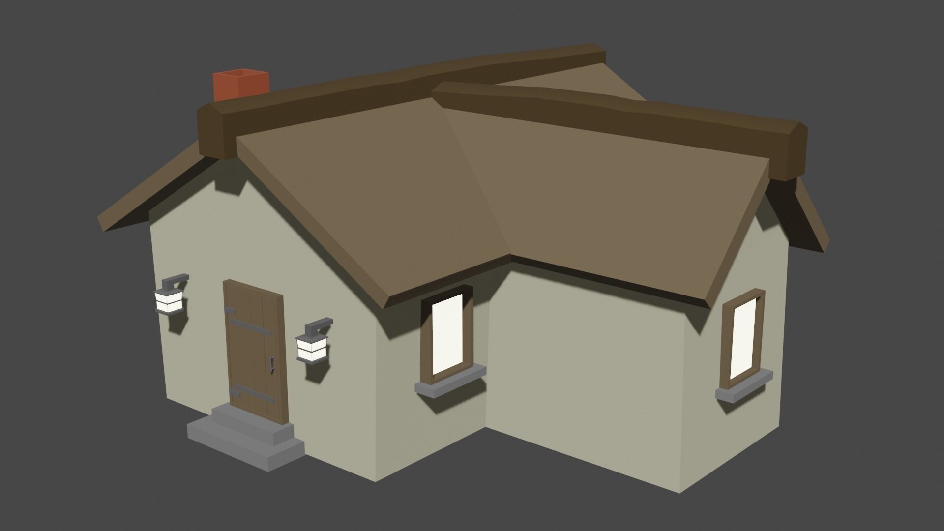 Low Poly House Low-poly 3D model_2