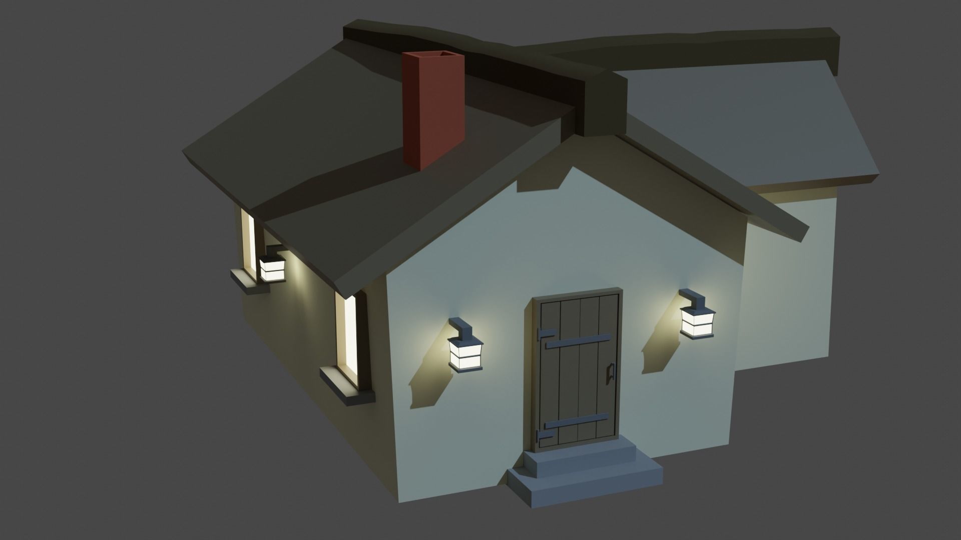 Low Poly House Low-poly 3D model_1