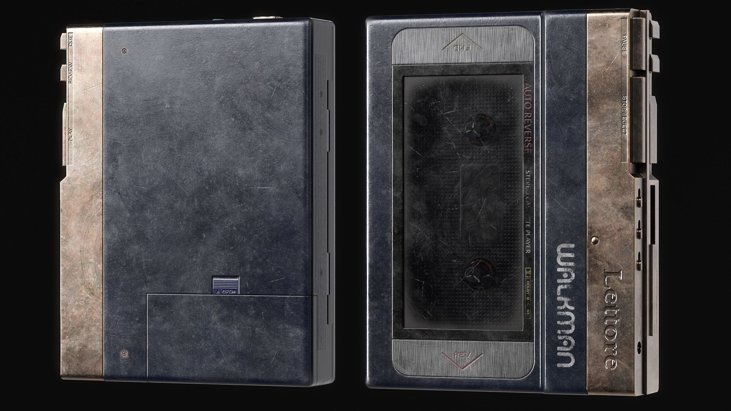 Retro Cassette Player Low-poly 3D model_1