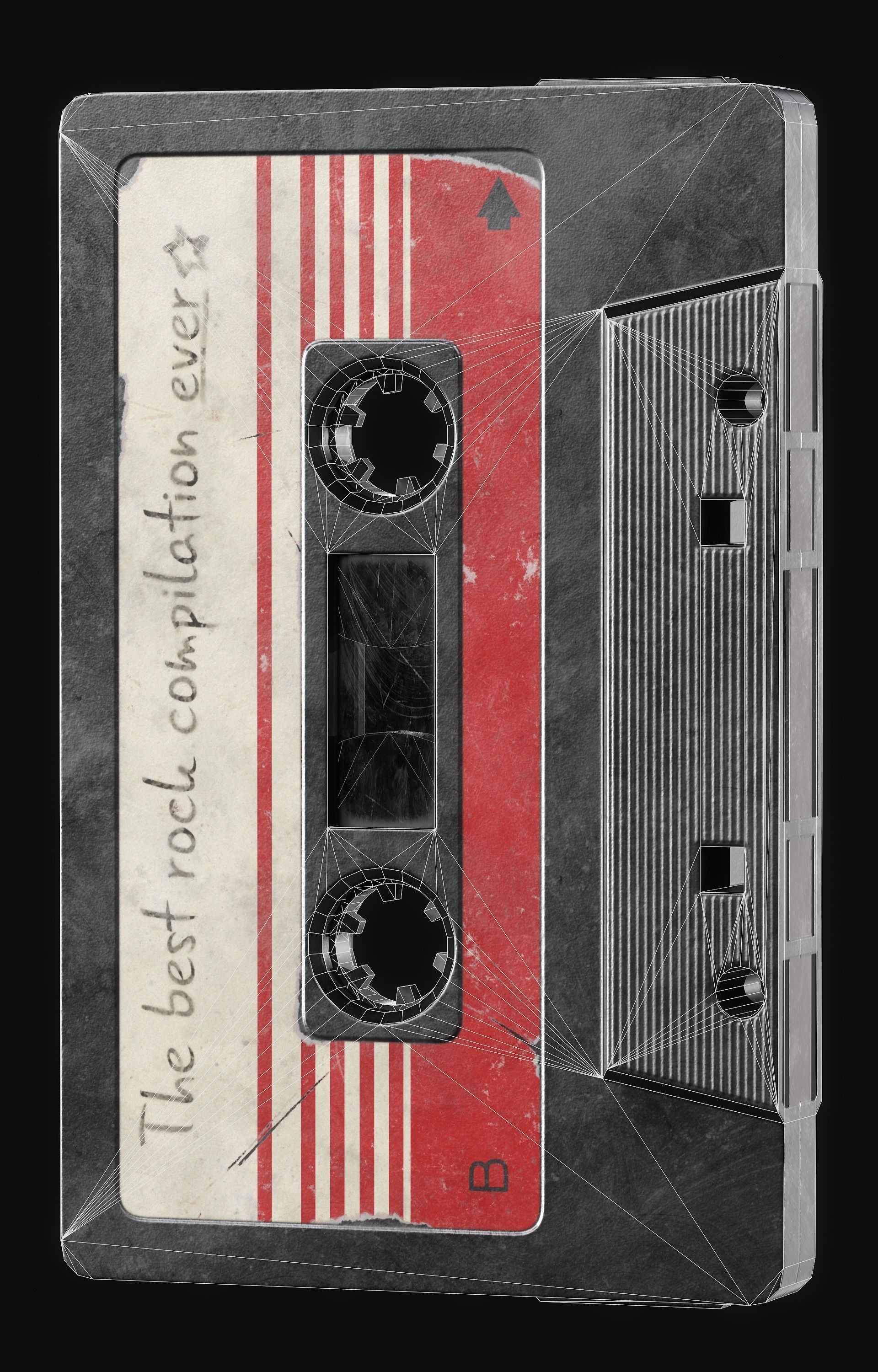 Retro Cassette Player Low-poly 3D model_8