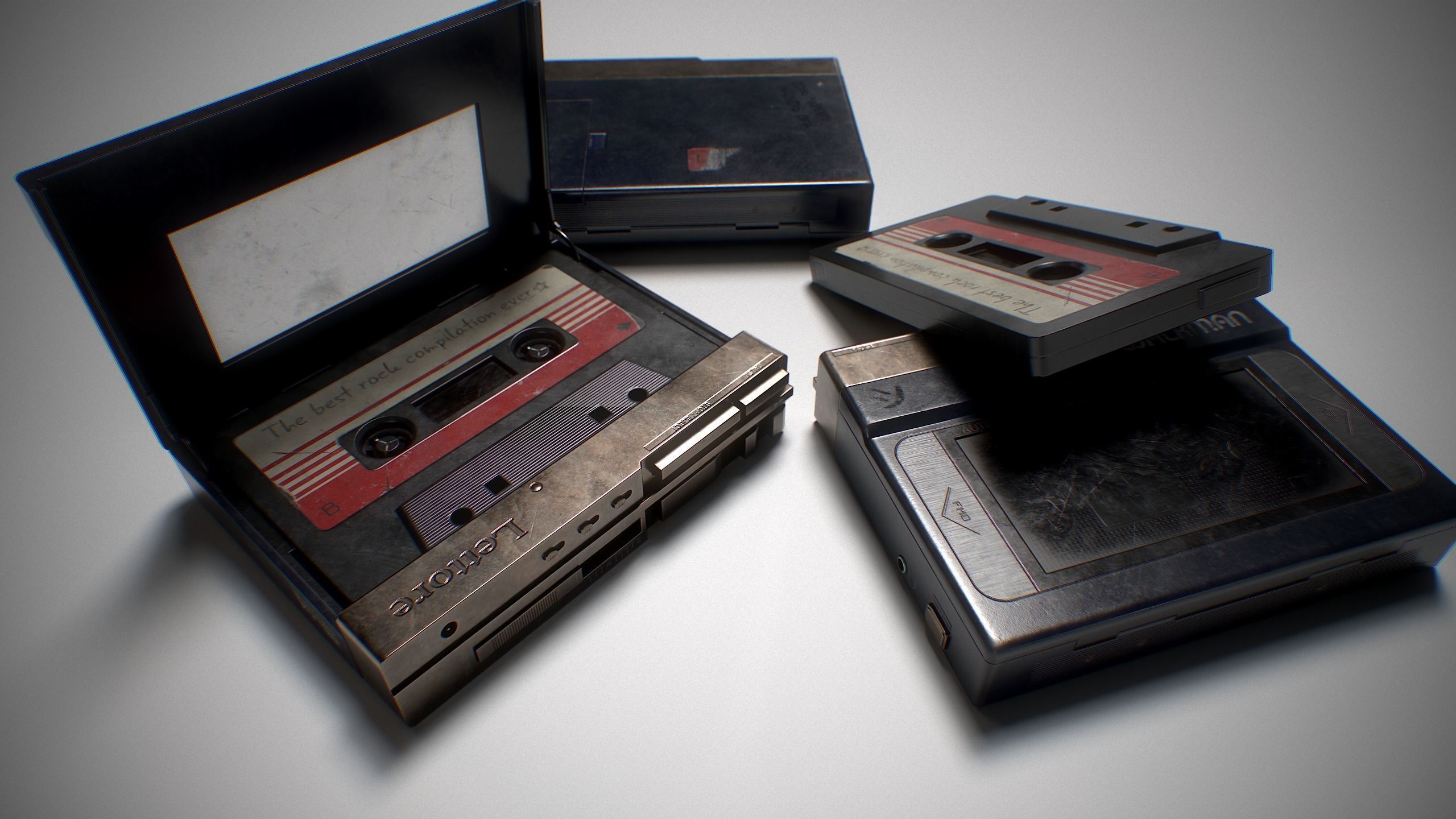 Retro Cassette Player Low-poly 3D model_2