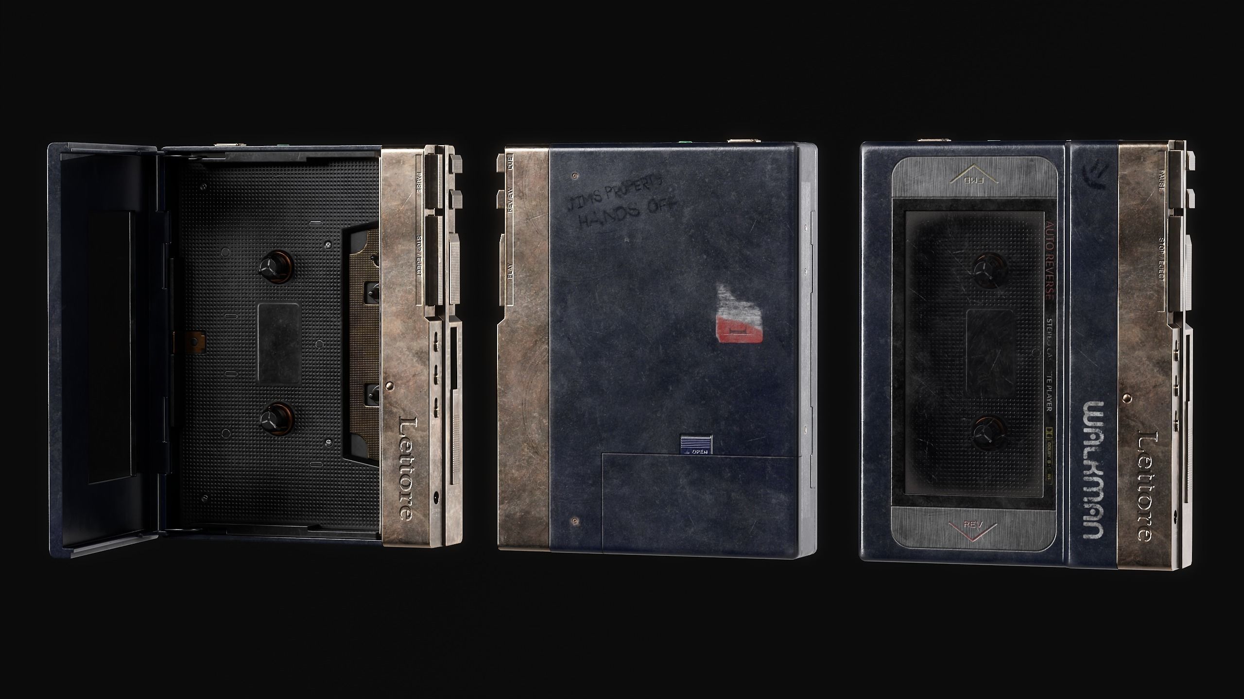 Retro Cassette Player Low-poly 3D model_3