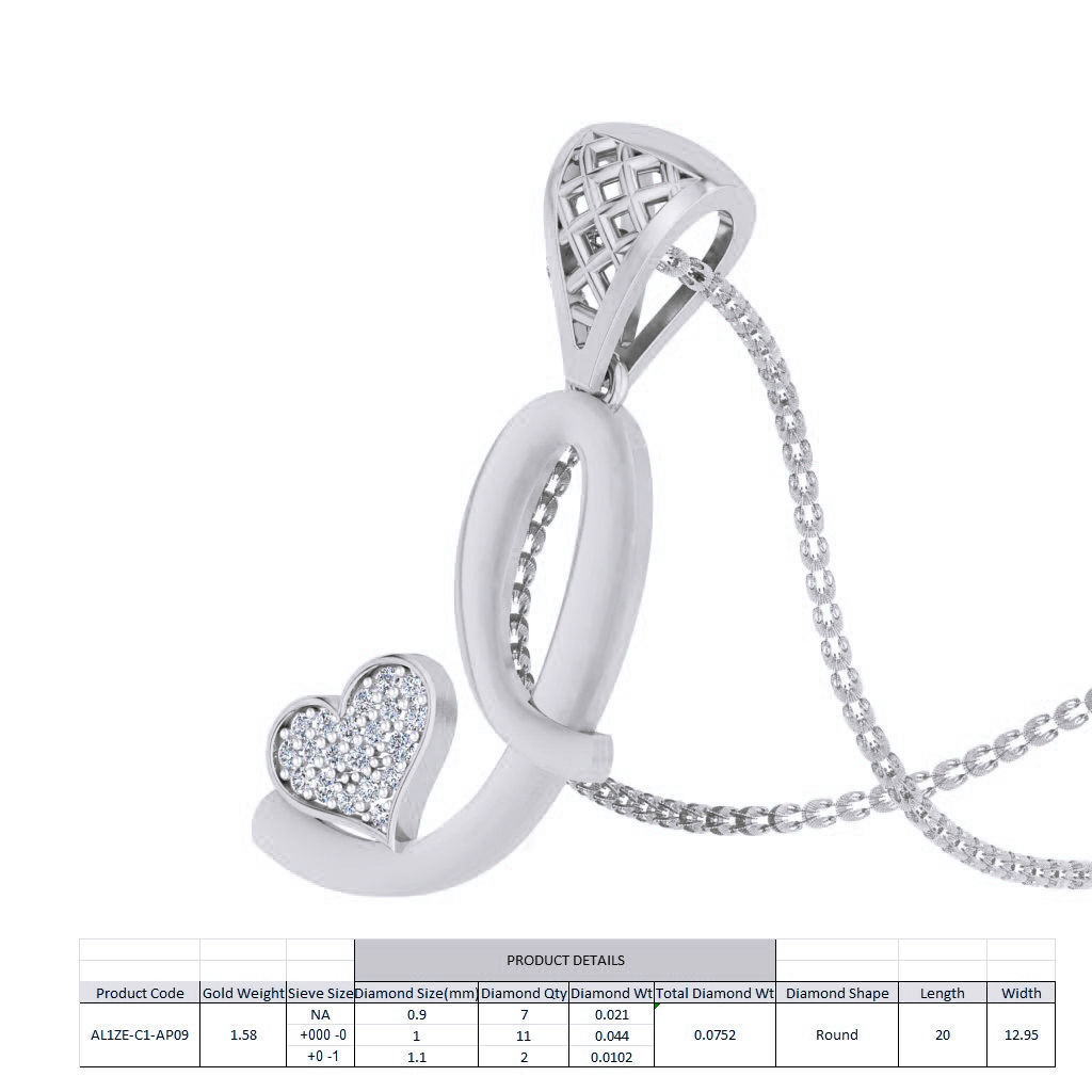 Alphabet - I Diamond Charms Pendant 3dm stl render Detail  3D print model_10