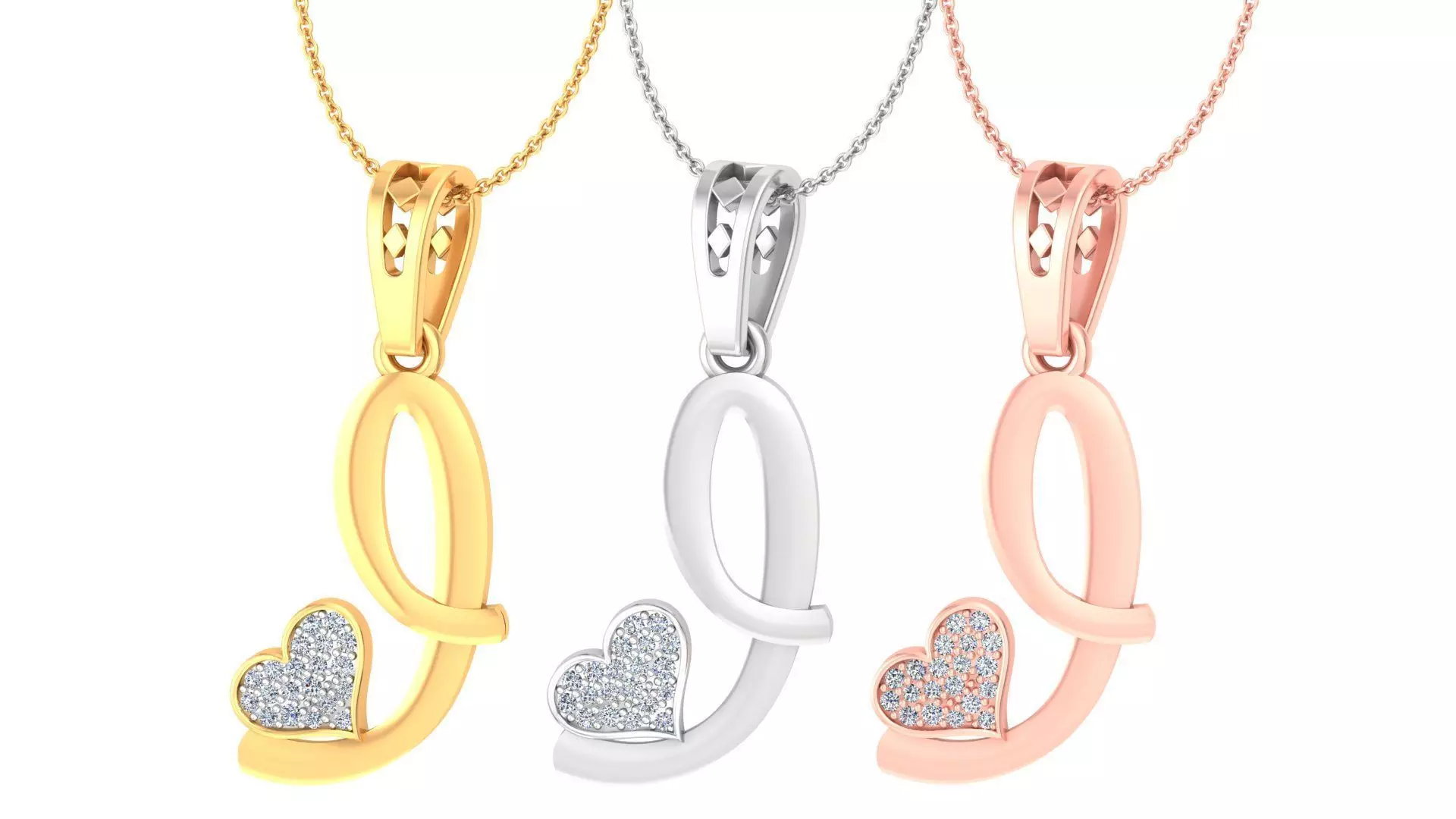 Alphabet - I Diamond Charms Pendant 3dm stl render Detail  3D print model_0