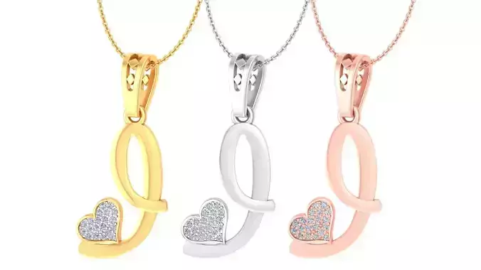 Alphabet - I Diamond Charms Pendant 3dm stl render Detail 