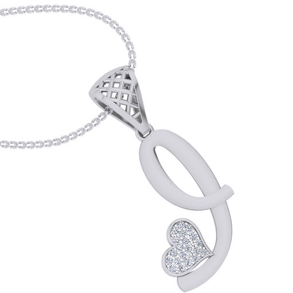 Alphabet - I Diamond Charms Pendant 3dm stl render Detail  3D print model_8