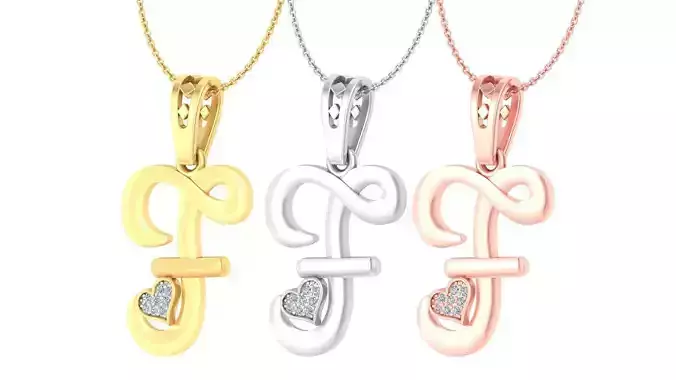 Alphabet - F Diamond Charms Pendant 3dm stl render Detail 