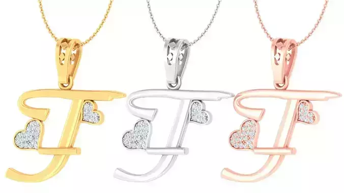Alphabet - F Diamond Charms Pendant 3dm stl render Detail 