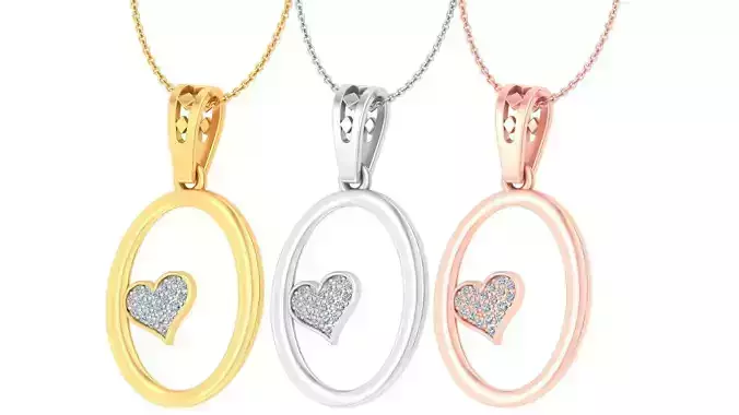 Alphabet - O Diamond Charms Pendant 3dm stl render Detail 