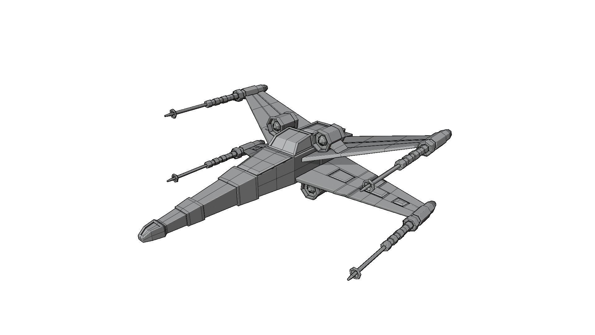 Low-poly spaceship toy star wars x - wing fighter Low-poly 3D model_5