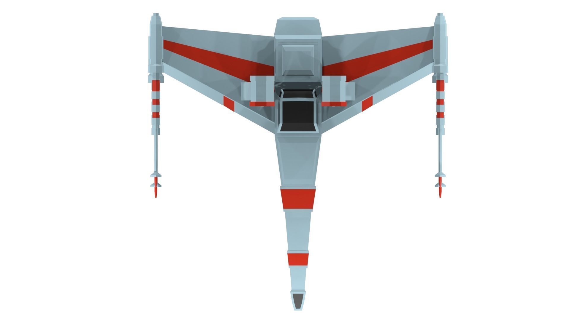 Low-poly spaceship toy star wars x - wing fighter Low-poly 3D model_4