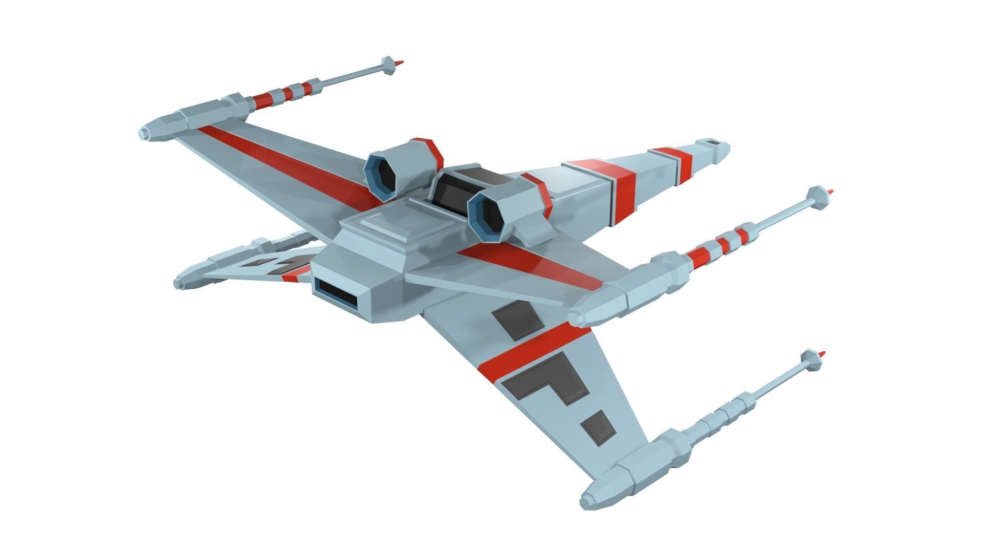 Low-poly spaceship toy star wars x - wing fighter Low-poly 3D model_1