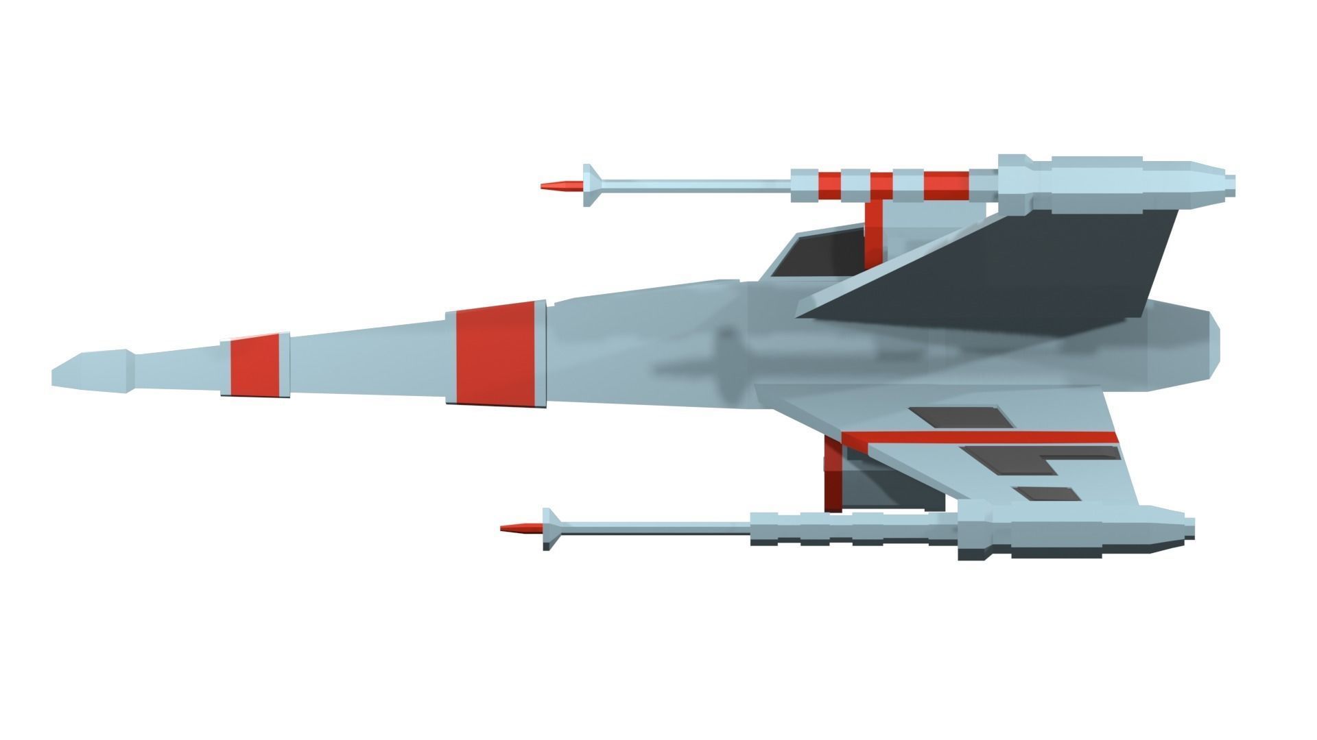 Low-poly spaceship toy star wars x - wing fighter Low-poly 3D model_3