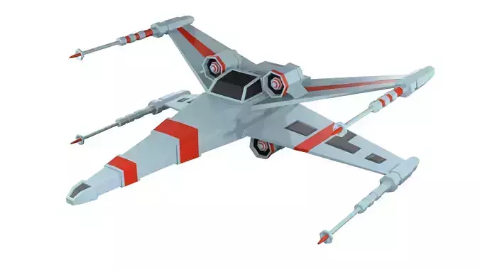 Low-poly spaceship toy star wars x - wing fighter
