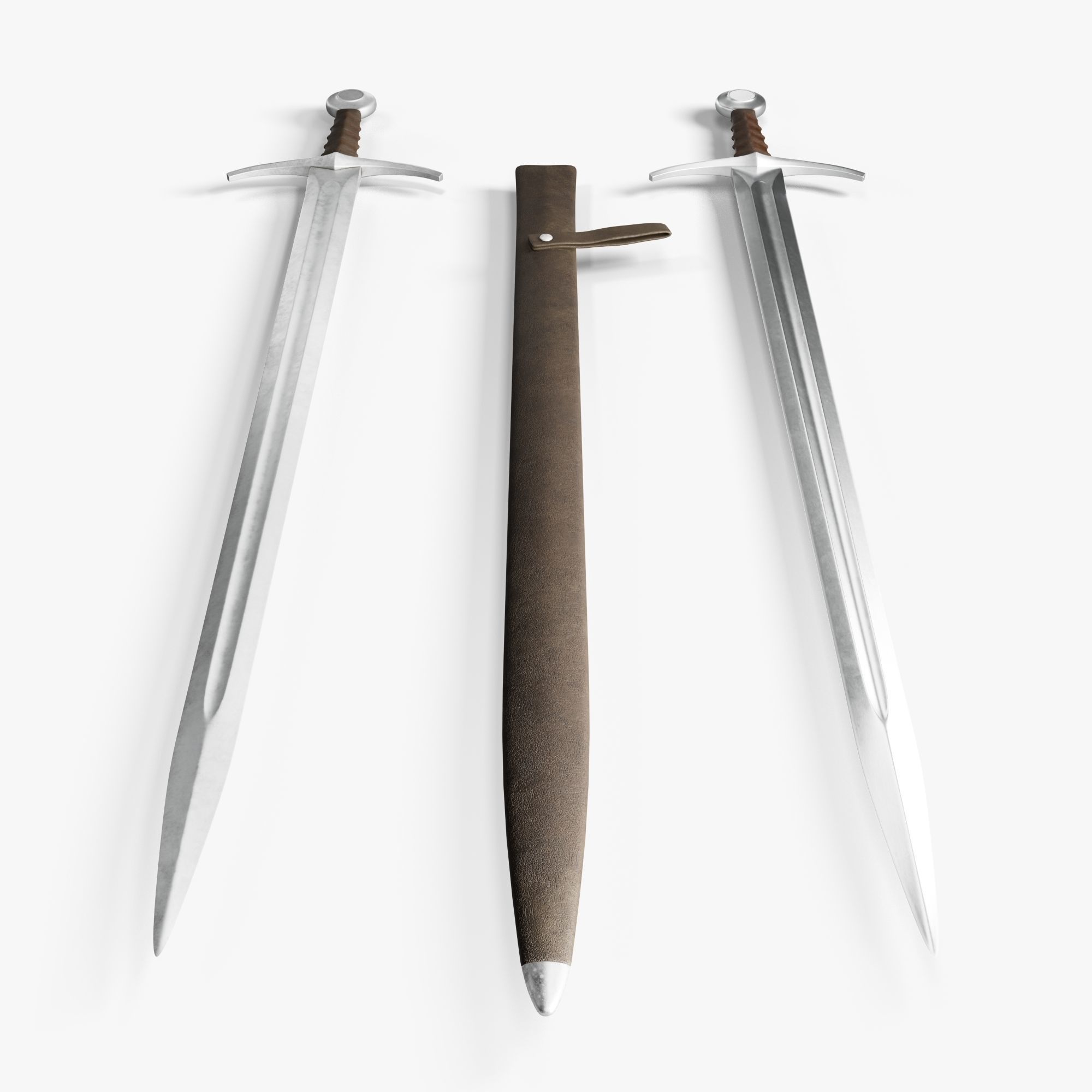 Medieval Sword 02  plus old texture and sheath 3D model_13