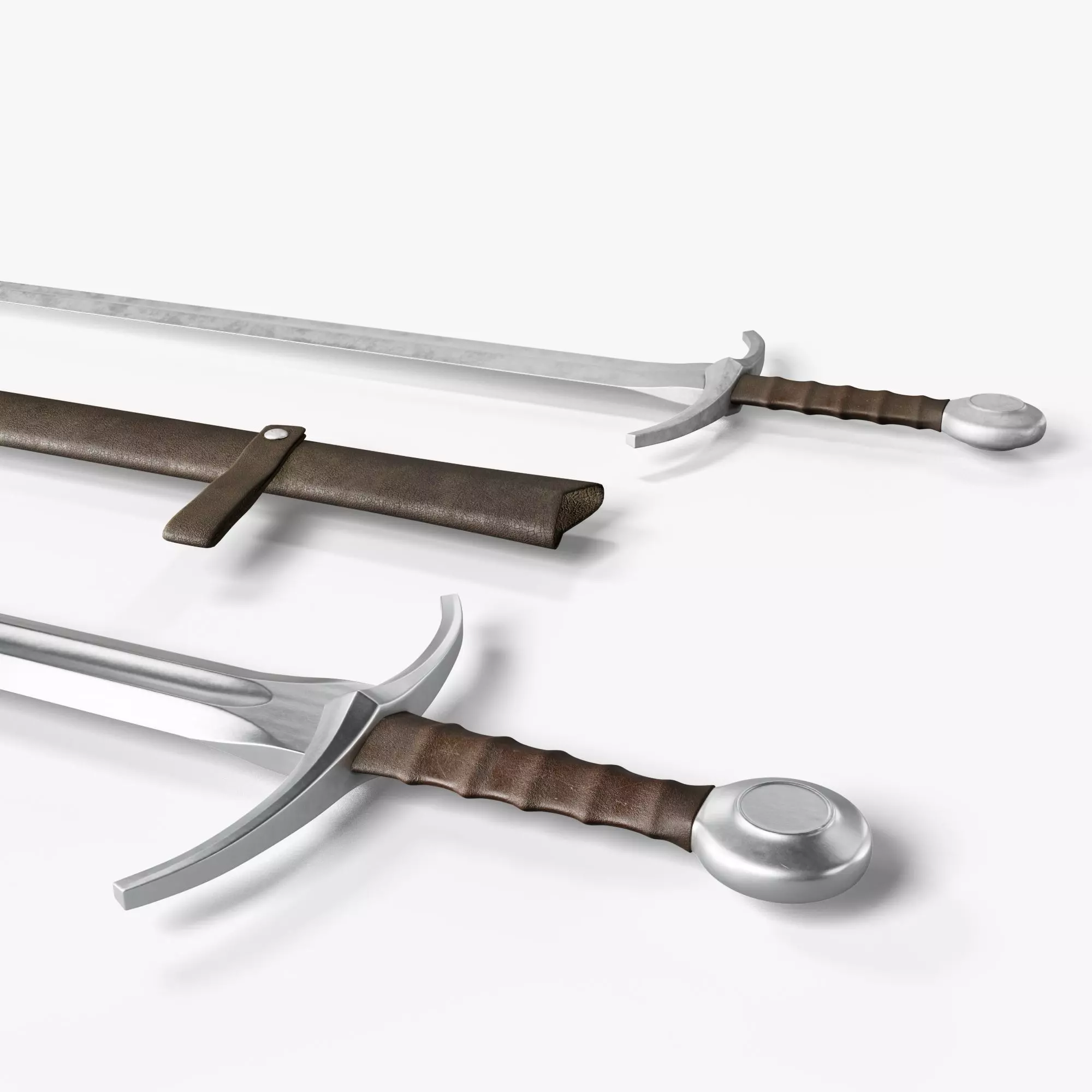 Medieval Sword 02  plus old texture and sheath 3D model_0
