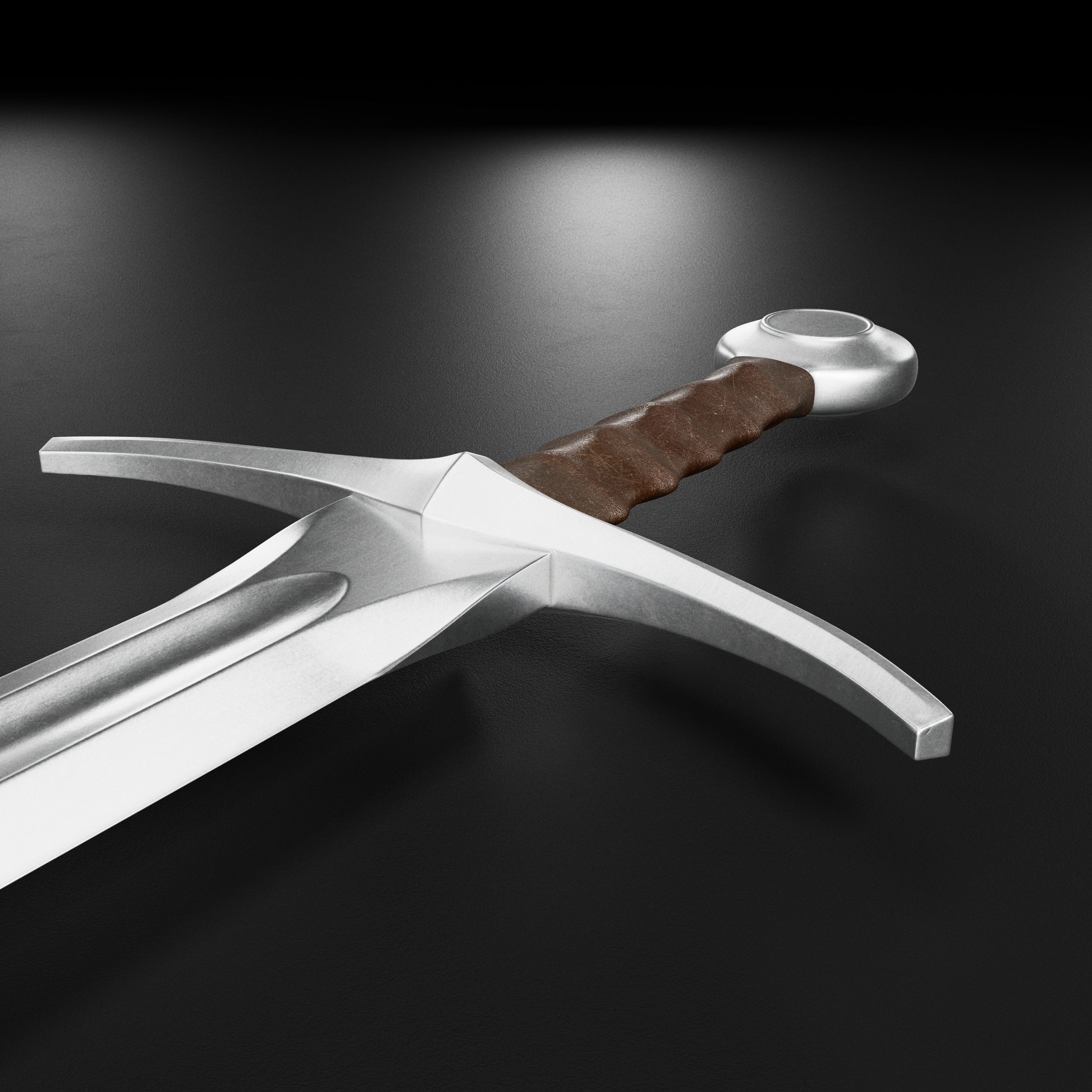 Medieval Sword 02  plus old texture and sheath 3D model_8