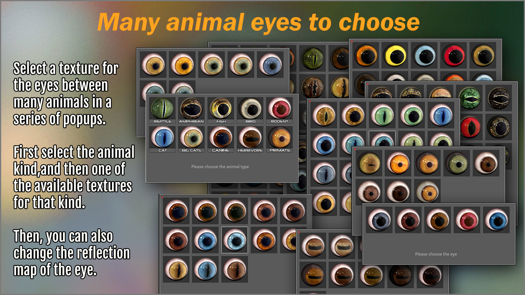Animal Eye Maker 128 Eyes and ZBrush Plugin 3D model_4