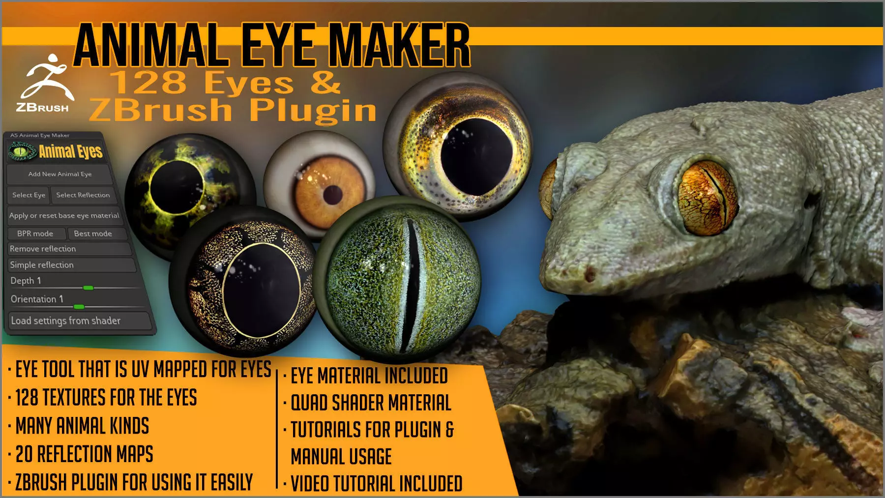 Animal Eye Maker 128 Eyes and ZBrush Plugin 3D model_0