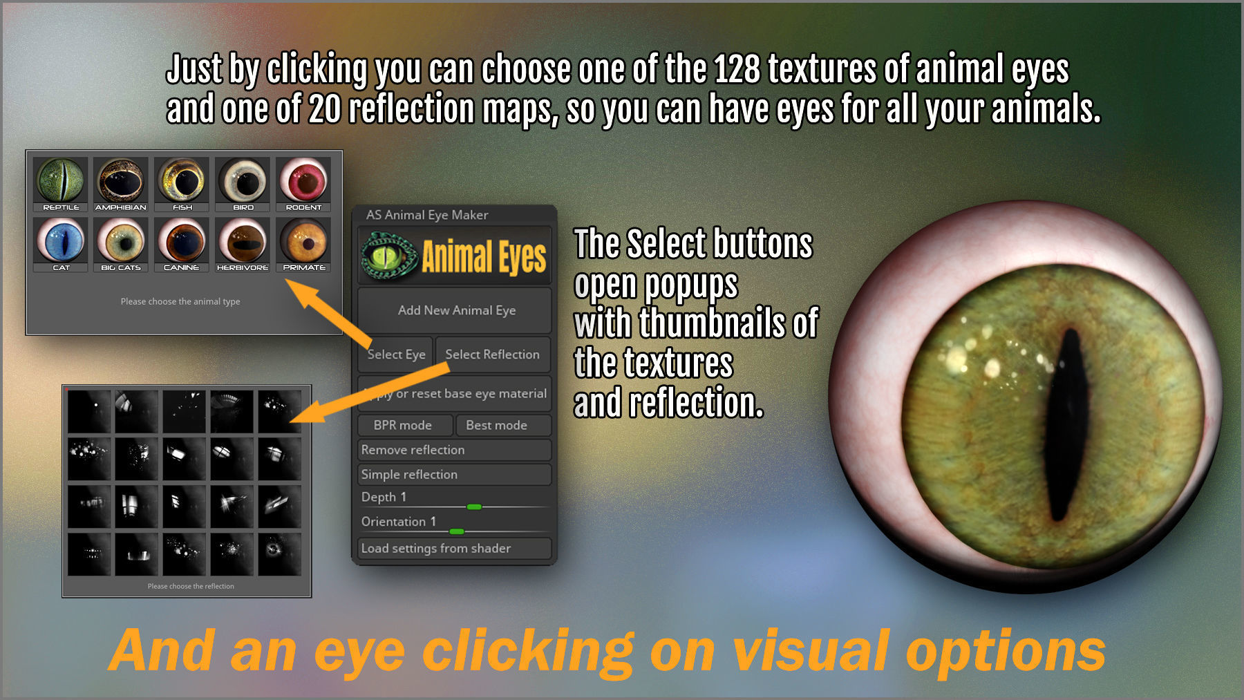 Animal Eye Maker 128 Eyes and ZBrush Plugin 3D model_5