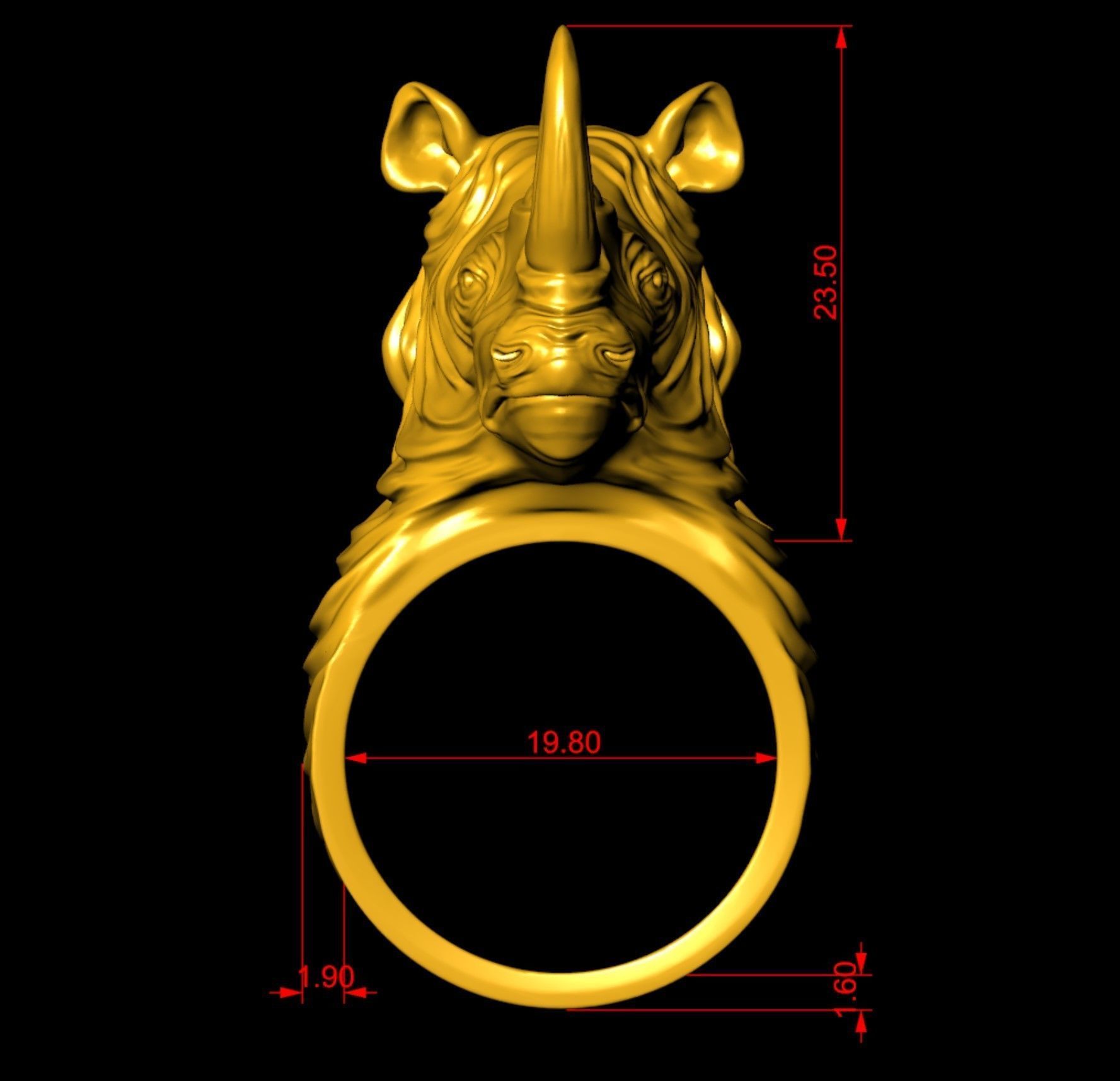Rhino Ring  3D print model_5
