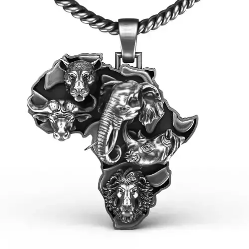 African Jungle 5  Head  Pendant 3D print model