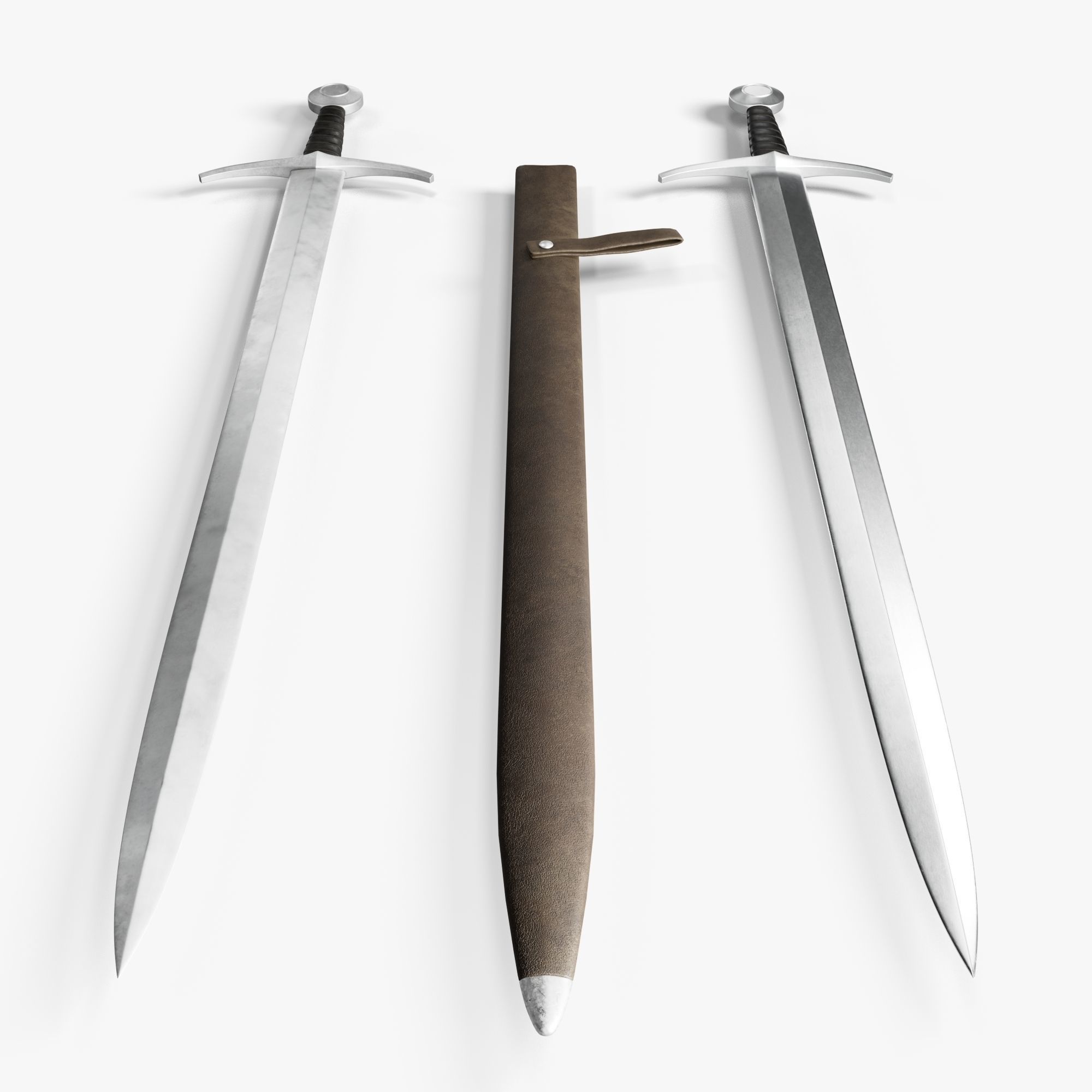 Medieval Sword 04     plus old texture and sheath 3D model_13