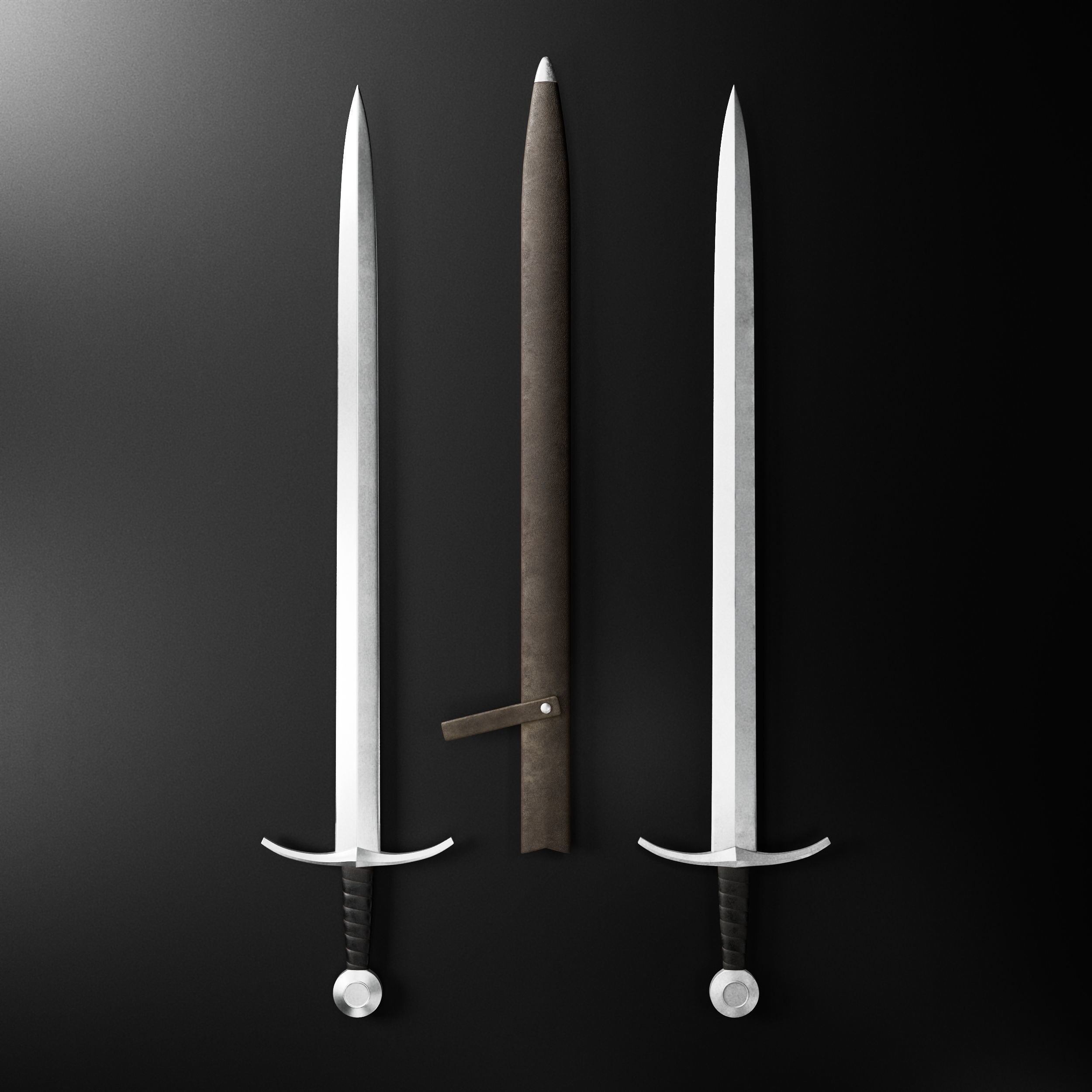 Medieval Sword 04     plus old texture and sheath 3D model_6