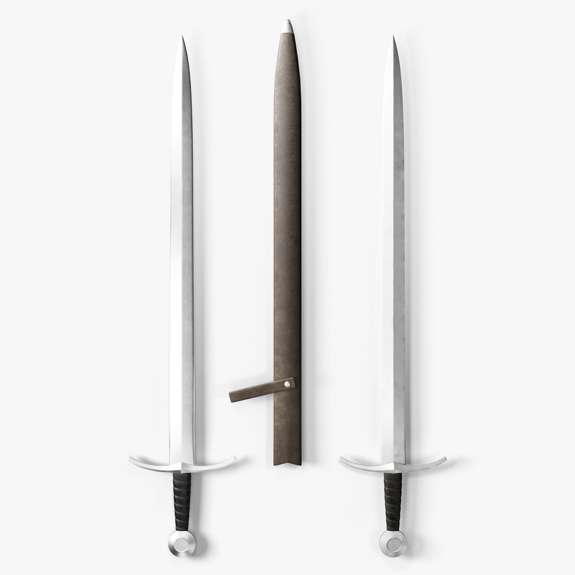 Medieval Sword 04     plus old texture and sheath 3D model_9