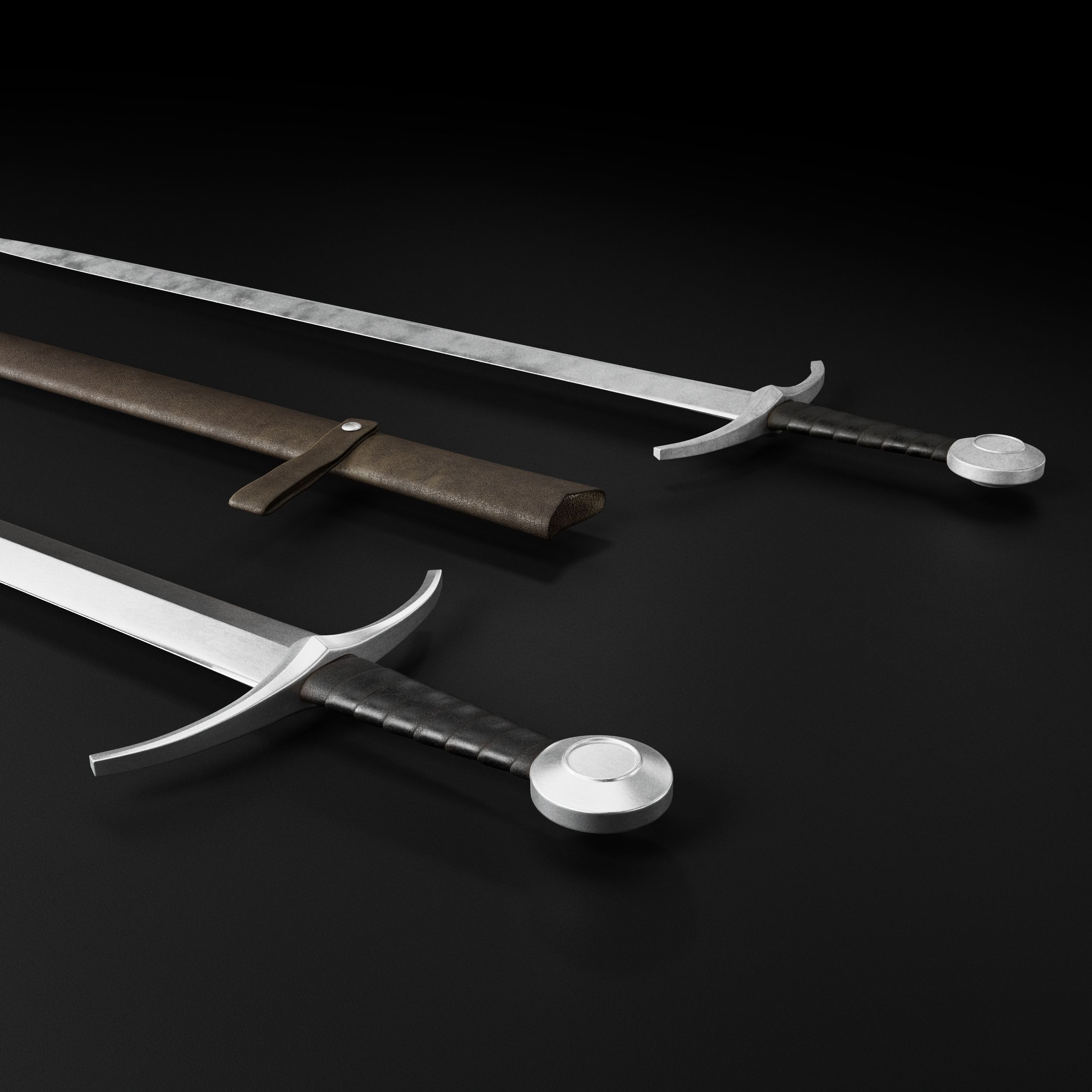 Medieval Sword 04     plus old texture and sheath 3D model_7
