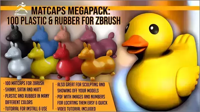 Matcaps Megapack 100 Plastic And Rubber For ZBrush