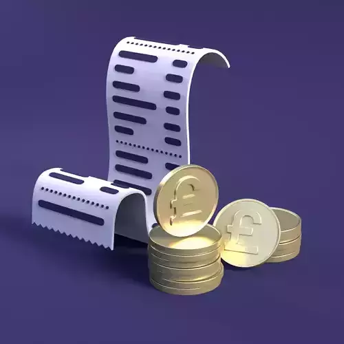 Business Invoice Report Payment Icon with Coins ready 3D Model 3D model
