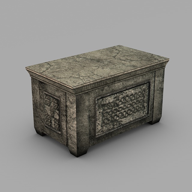 Ancient stone ark storage box Low-poly 3D model_2