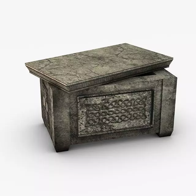 Ancient stone ark storage box Low-poly 3D model_0