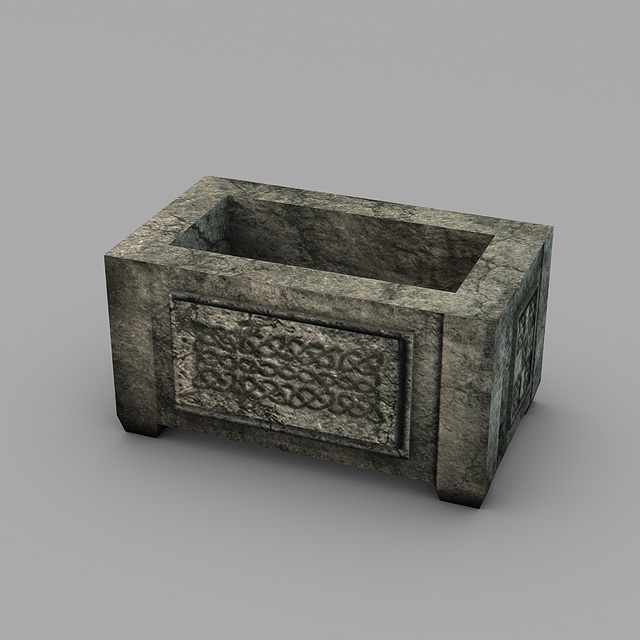 Ancient stone ark storage box Low-poly 3D model_3