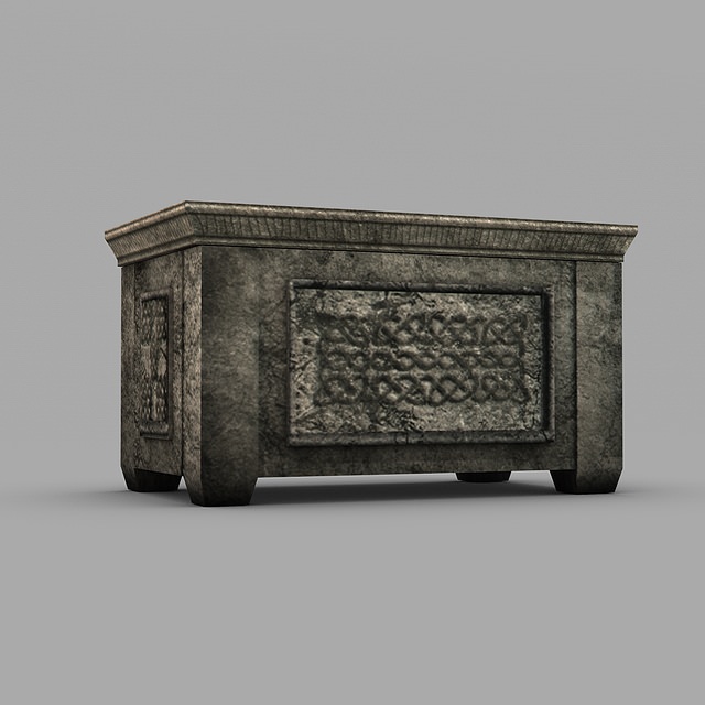 Ancient stone ark storage box Low-poly 3D model_1