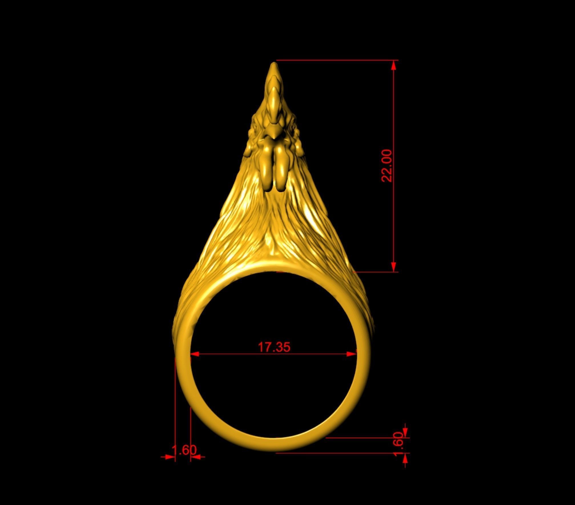 Hen Cock Bird Ring  3D print model_7