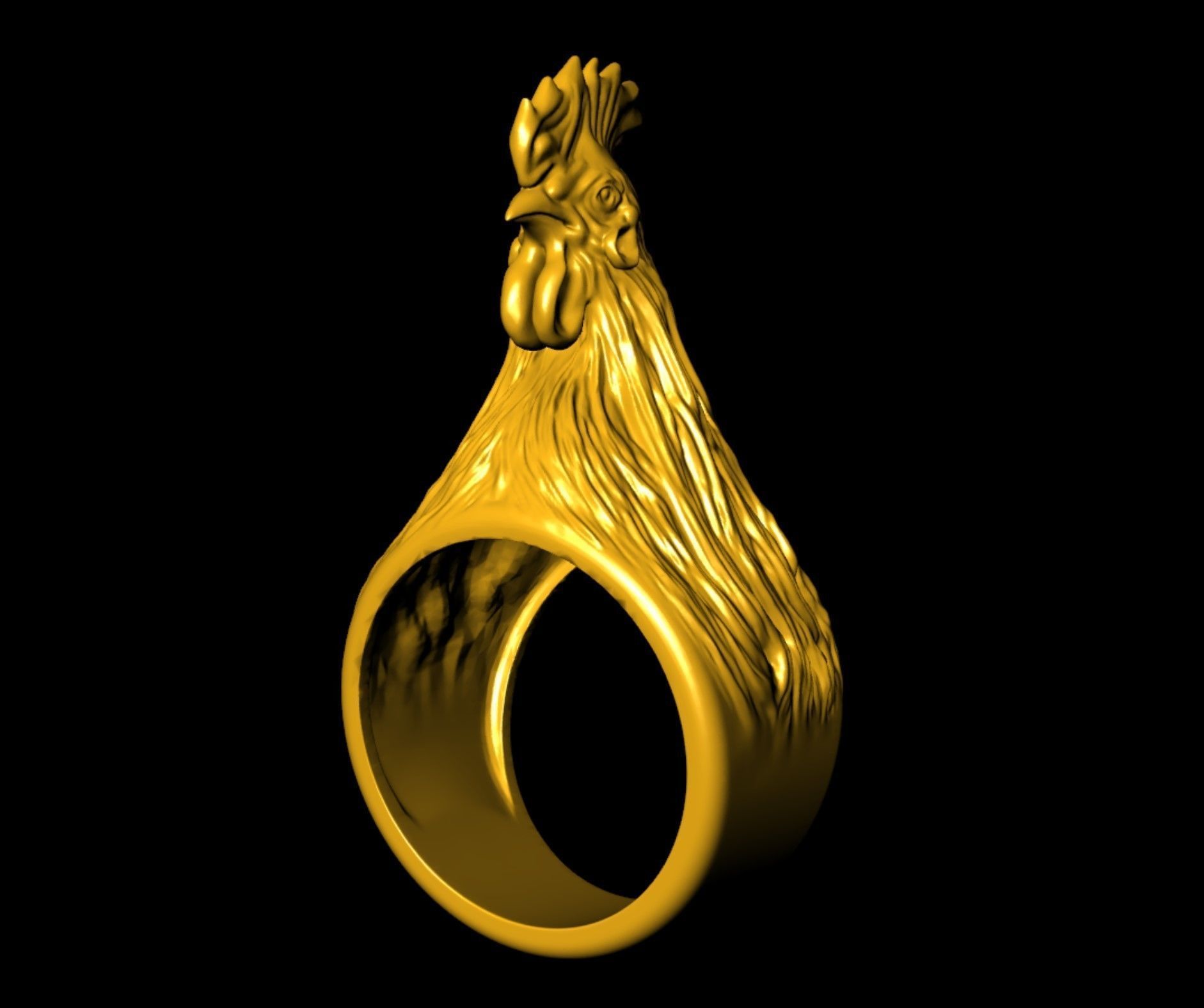 Hen Cock Bird Ring  3D print model_6