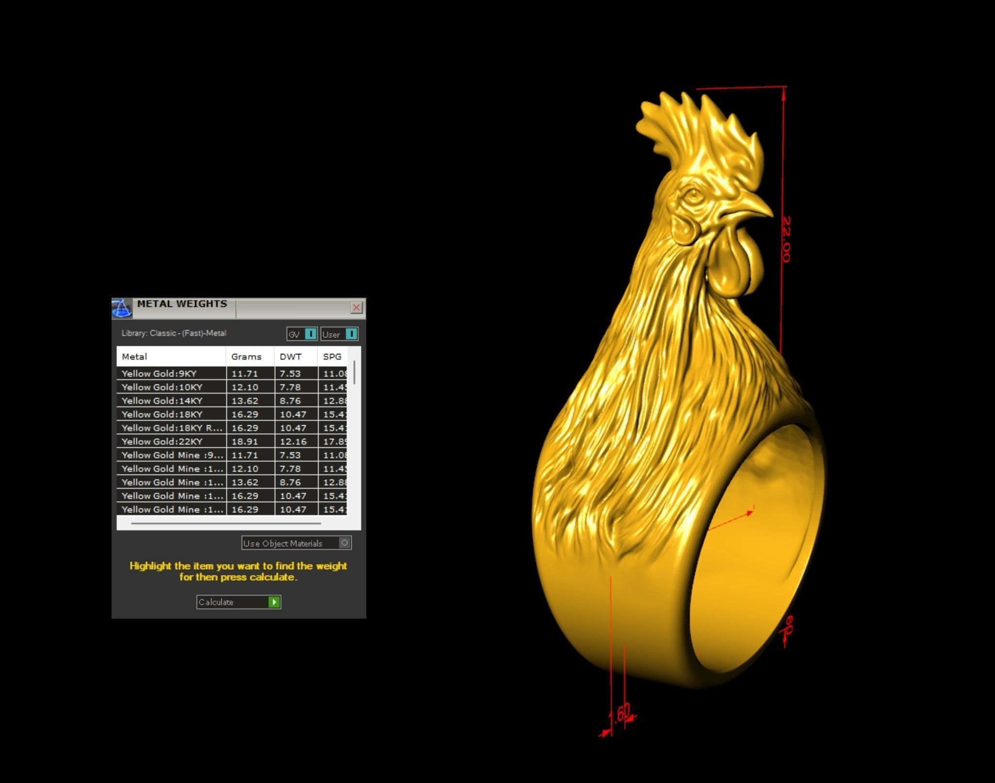 Hen Cock Bird Ring  3D print model_5