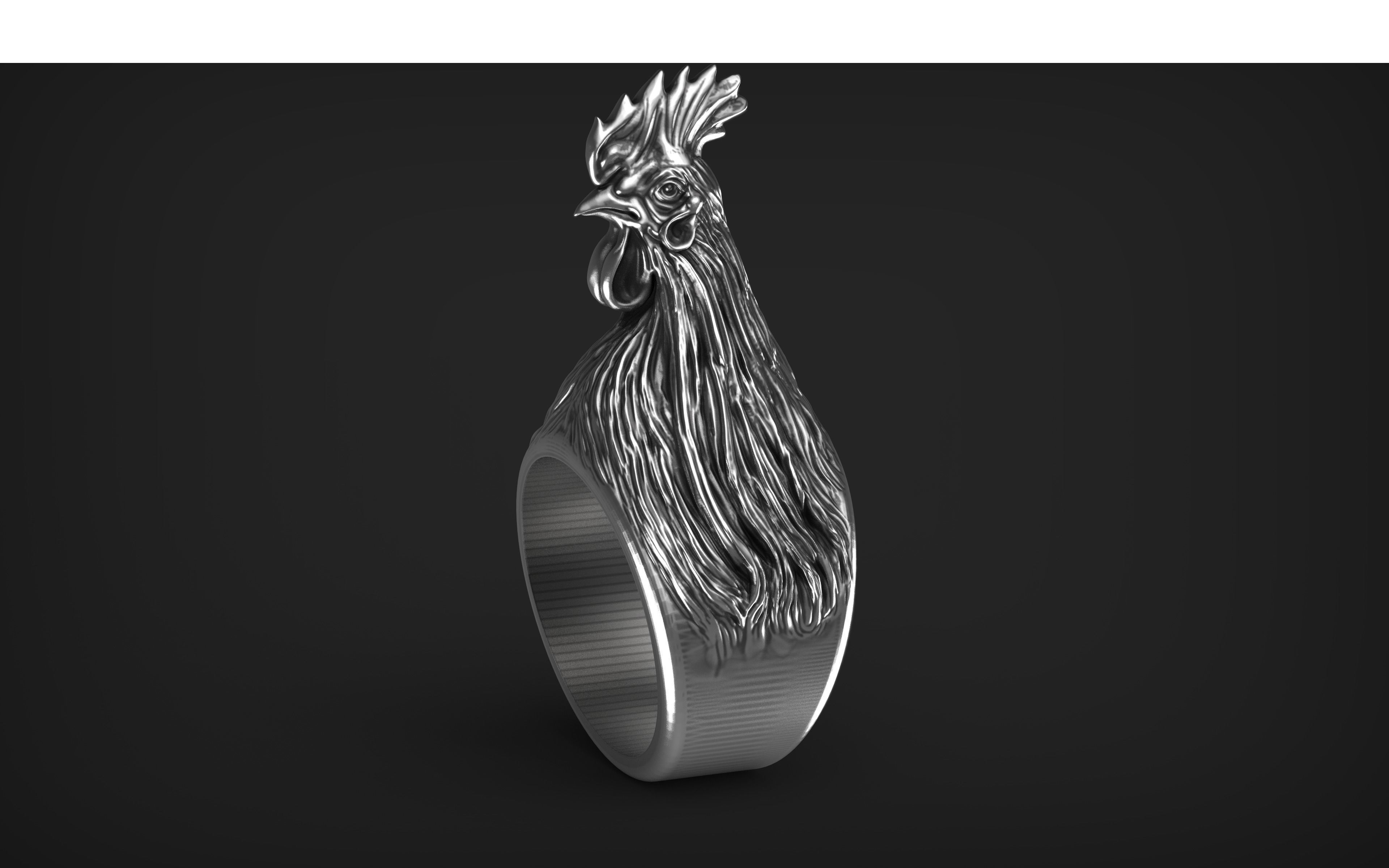 Hen Cock Bird Ring  3D print model_1