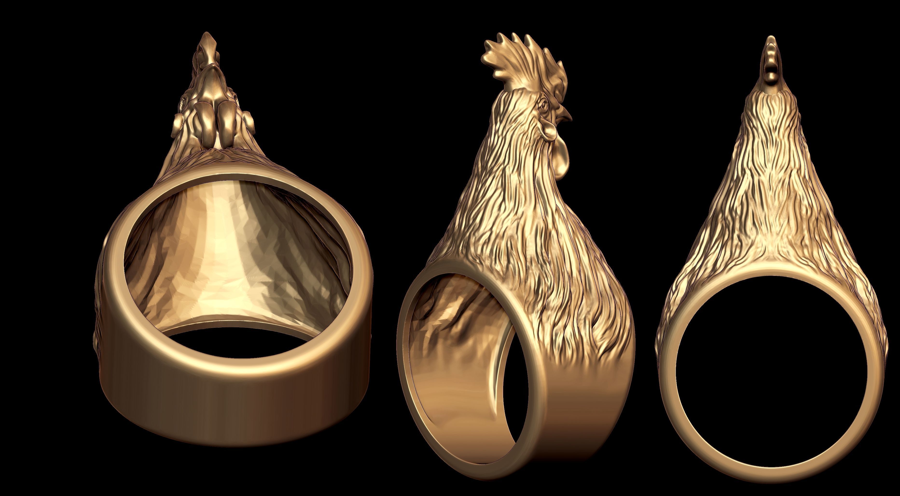 Hen Cock Bird Ring  3D print model_3