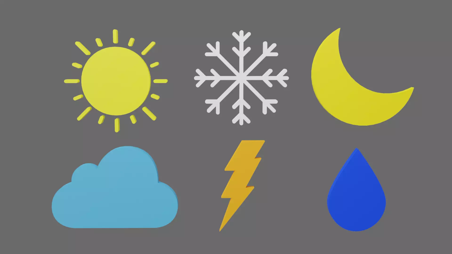 Weather Icon Pack Low-poly 3D model_0