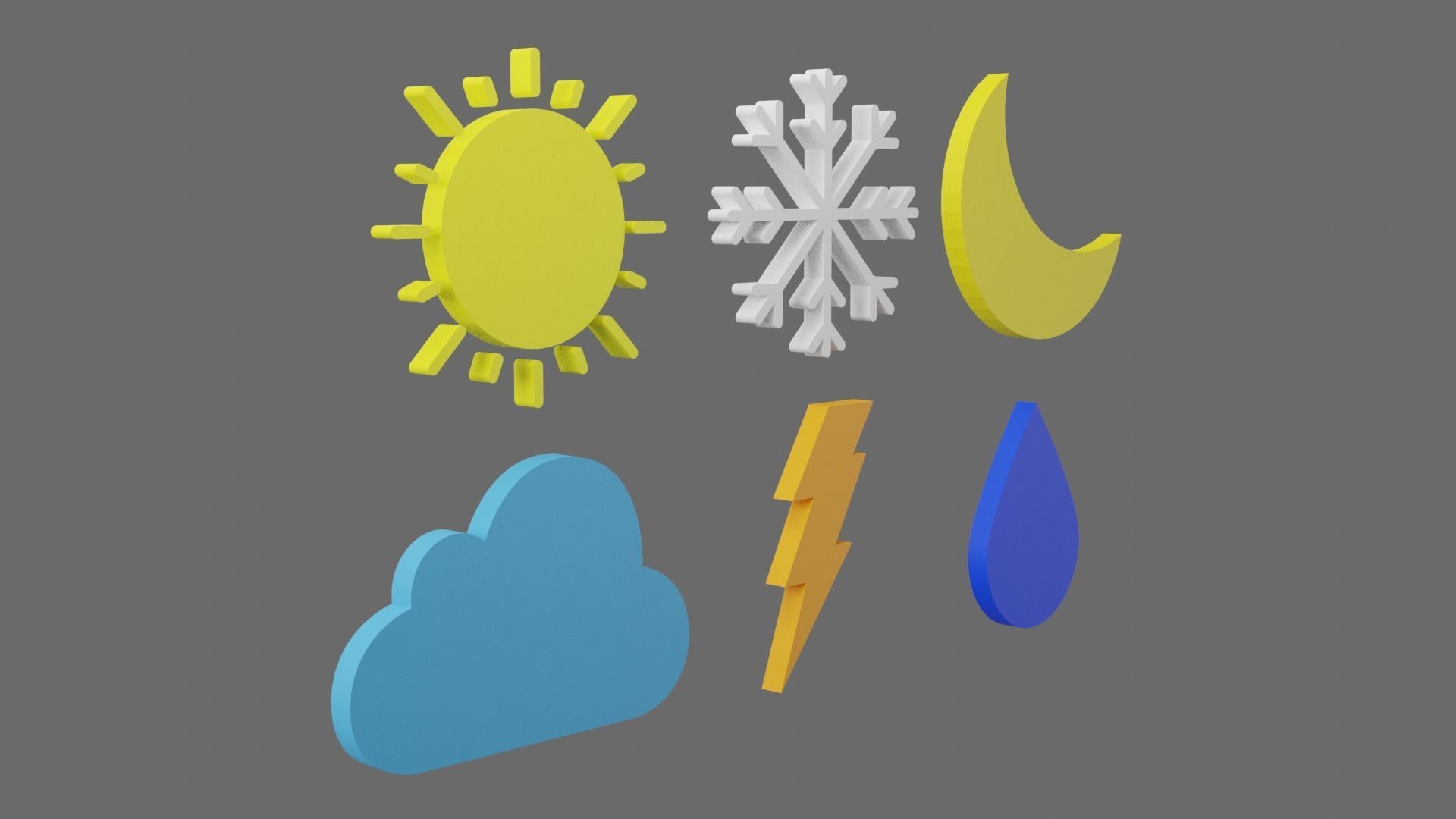 Weather Icon Pack Low-poly 3D model_3